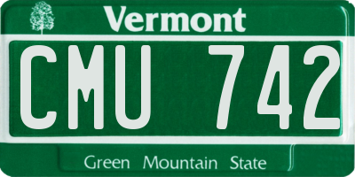 VT license plate CMU742