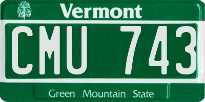 VT license plate CMU743
