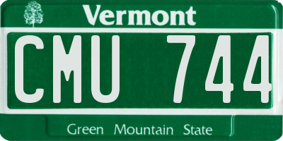 VT license plate CMU744