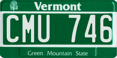 VT license plate CMU746