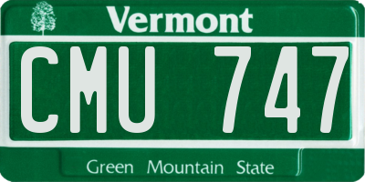VT license plate CMU747