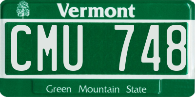 VT license plate CMU748