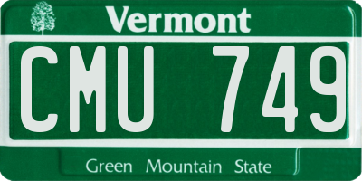VT license plate CMU749