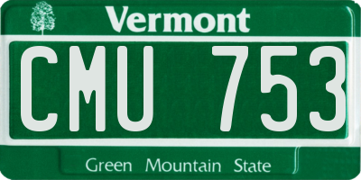 VT license plate CMU753
