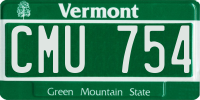 VT license plate CMU754