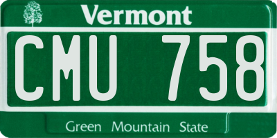 VT license plate CMU758