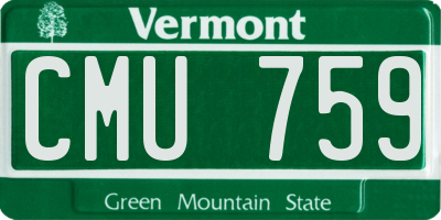 VT license plate CMU759