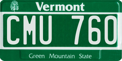 VT license plate CMU760
