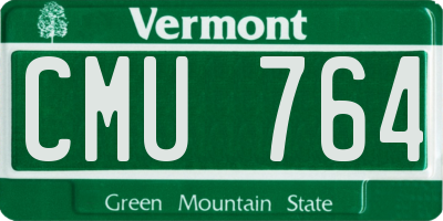 VT license plate CMU764