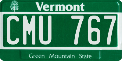 VT license plate CMU767