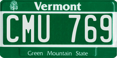 VT license plate CMU769