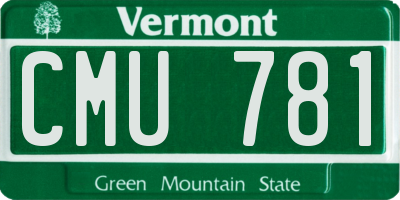 VT license plate CMU781