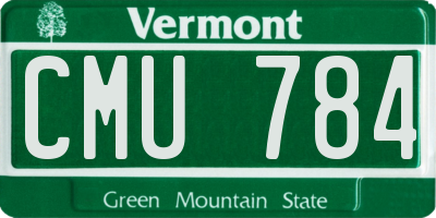 VT license plate CMU784