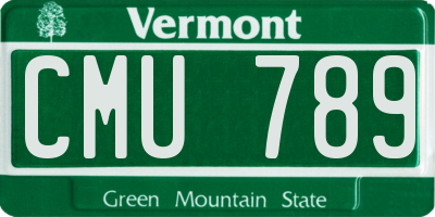 VT license plate CMU789