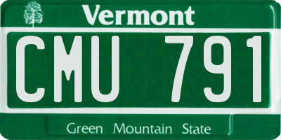 VT license plate CMU791