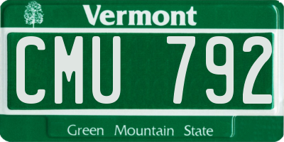 VT license plate CMU792