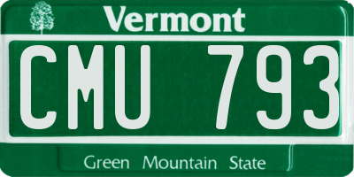 VT license plate CMU793
