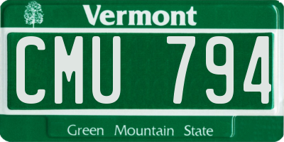 VT license plate CMU794