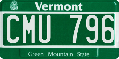 VT license plate CMU796