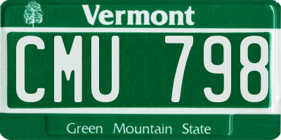 VT license plate CMU798