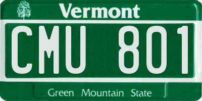 VT license plate CMU801