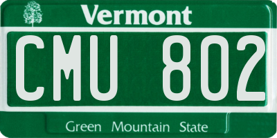 VT license plate CMU802