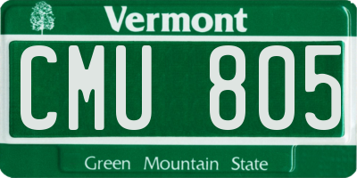 VT license plate CMU805