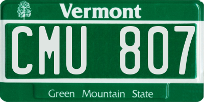 VT license plate CMU807