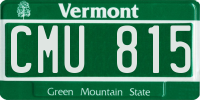VT license plate CMU815