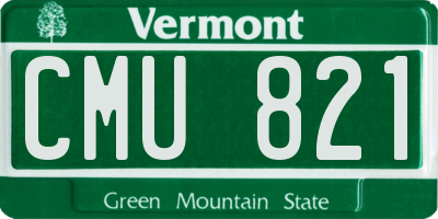 VT license plate CMU821
