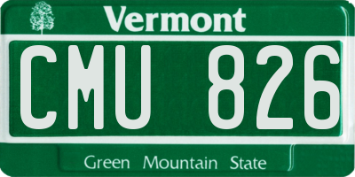 VT license plate CMU826