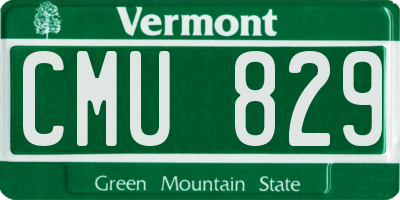 VT license plate CMU829