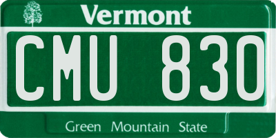 VT license plate CMU830