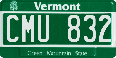 VT license plate CMU832