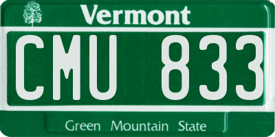 VT license plate CMU833