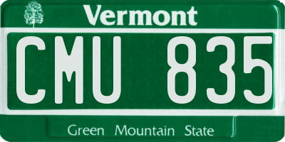 VT license plate CMU835