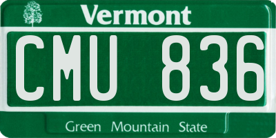 VT license plate CMU836