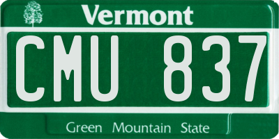VT license plate CMU837