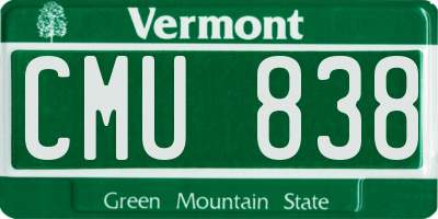 VT license plate CMU838