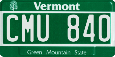 VT license plate CMU840