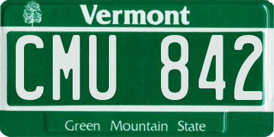 VT license plate CMU842