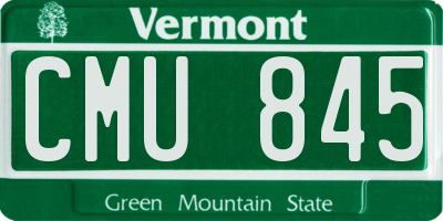 VT license plate CMU845