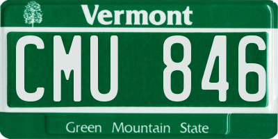 VT license plate CMU846