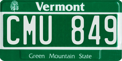 VT license plate CMU849