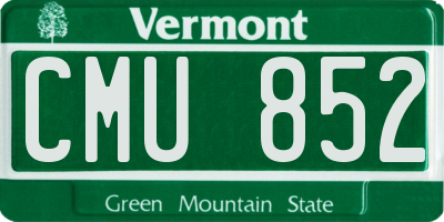 VT license plate CMU852
