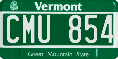 VT license plate CMU854