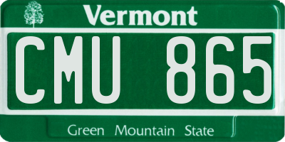 VT license plate CMU865