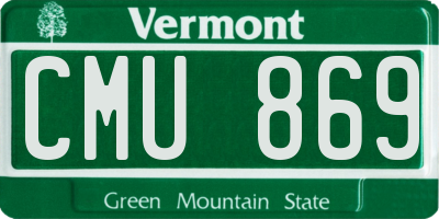 VT license plate CMU869
