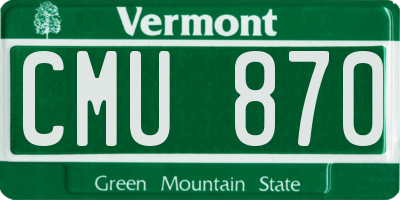 VT license plate CMU870