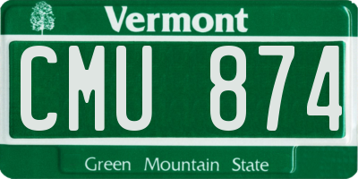 VT license plate CMU874